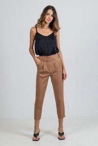 Pants with belt camel