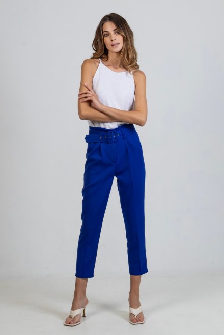 Pants with belt royal blue