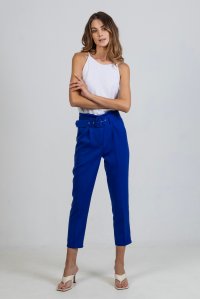 Pants with belt royal blue