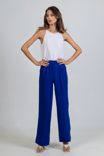 Pleated pants royal blue