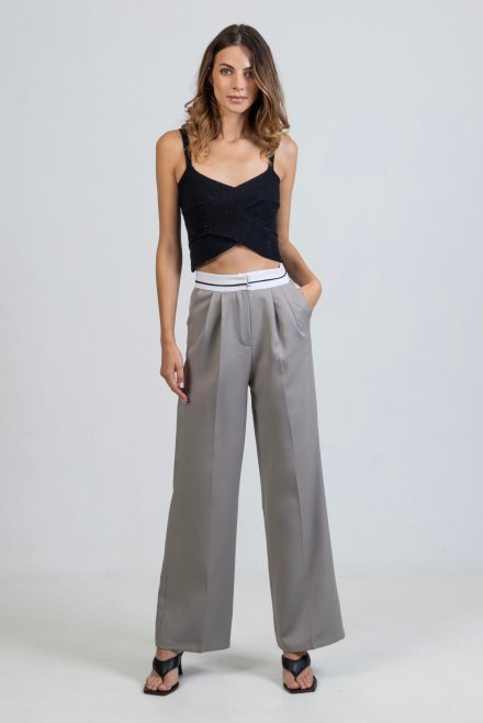 Pants with turned waist grey