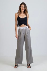 Pants with turned waist grey