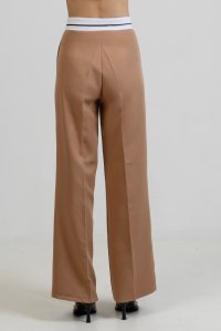 Pants with turned waist camel