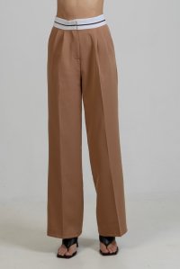 Pants with turned waist camel