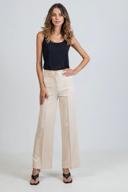 Pants with crease beige