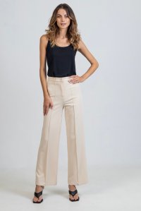 Pants with crease beige