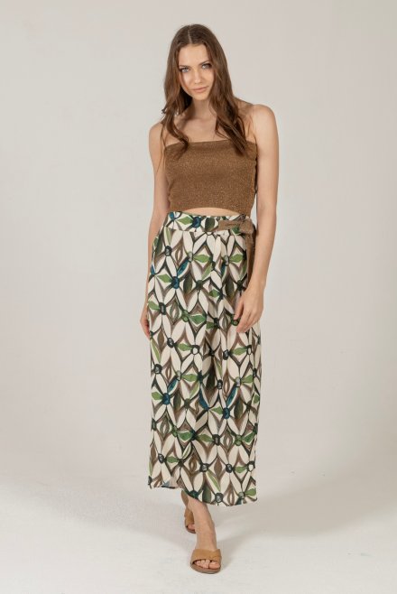 Viscose printed wrap skirt with knitted details multicolored  elephant