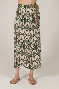 Viscose printed wrap skirt with knitted details multicolored  elephant