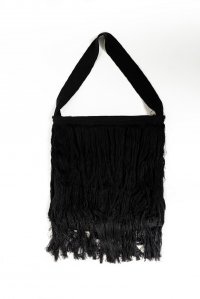 Cotton blend fringed tote bag black