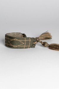 Cotton lurex bracelet with handmade details khaki