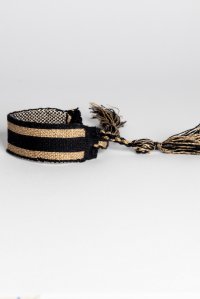 Cotton lurex two tone bracelet with handmade details black