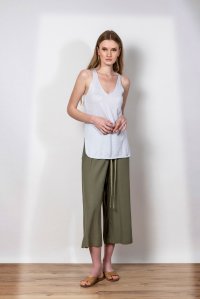 Lurex v-neck sleevless basic top white