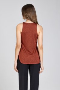 Lurex v-neck sleevless basic top henna