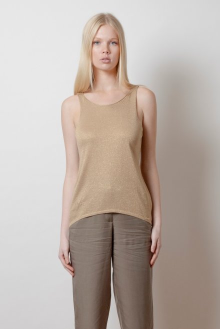 Lurex tank top tan gold