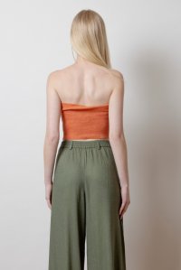 Lurex ribbed bandeau top orange