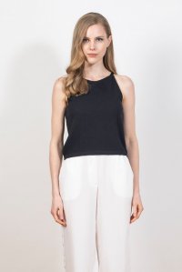 Cotton blend sleevless top black