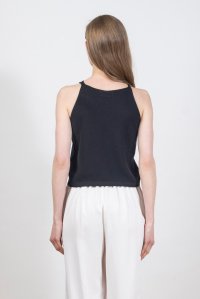 Cotton blend sleevless top black