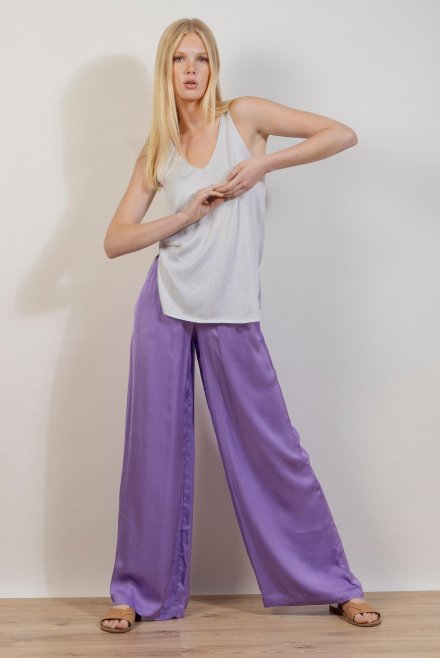 Satin basic pants mauve