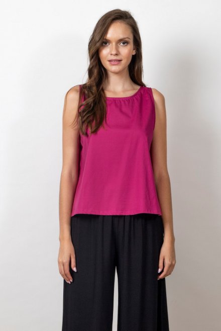 Poplin sleeveless top orchid flower