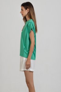 T-shirt από οργανικό βαμβάκι με πιέτες green