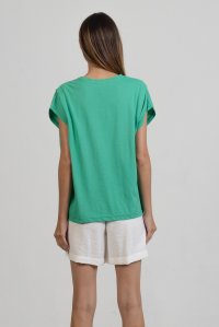 T-shirt από οργανικό βαμβάκι με πιέτες green