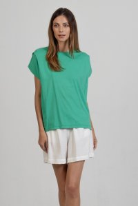 T-shirt από οργανικό βαμβάκι με πιέτες green