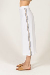 Poplin flared pants with knitted details white