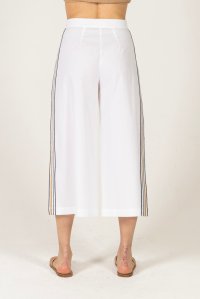 Poplin flared pants with knitted details white