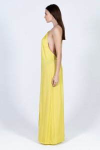 Satin maxi dress with knitted details lime