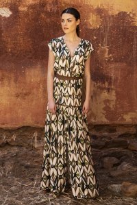 Viscose printed maxi dress with knitted details multicolored  elephant