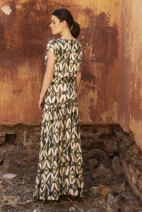 Viscose printed maxi dress with knitted details multicolored  elephant