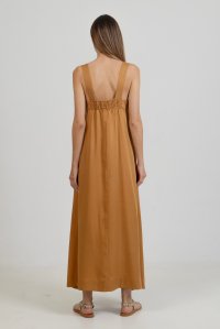 Tencel dress with knitted straps summer camel