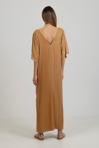 Tunic dress with knitted details summer camel