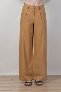 Pleated wide leg pants summer camel