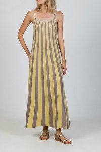 Lurex multicolored round neck maxi dress elephant -lime -beige gold