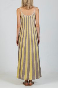 Lurex multicolored round neck maxi dress elephant -lime -beige gold