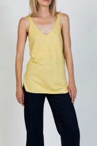 Lurex v-neck and v-back tank top lime