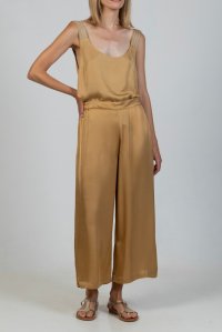 Satin cropped pants gold