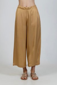 Satin cropped pants gold