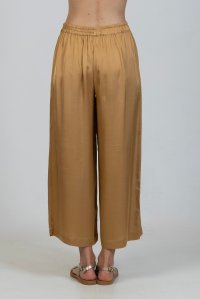 Satin cropped pants gold