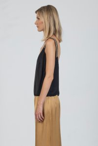 Satin tank top with knitted details black