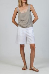 Satin tank top with knitted details elephant