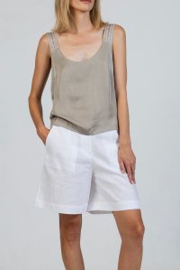 Satin tank top with knitted details elephant