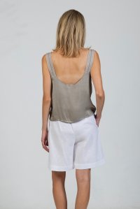 Satin tank top with knitted details elephant