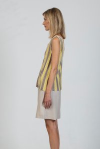 Lurex sleeveless v-neck top elephant -lime -beige gold