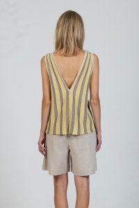 Lurex sleeveless v-neck top elephant -lime -beige gold