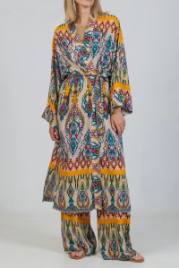 Printed kimono with belt multicolored