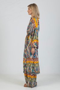 Printed kimono with belt multicolored