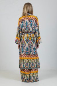 Printed kimono with belt multicolored