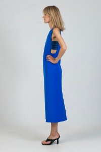 Stretch cut-out midi dress with knitted details royal blue